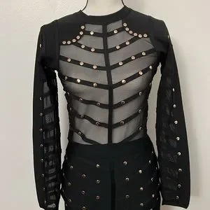 knee length dresses for ladies Queen Blings- Rhinestone Mesh Long Sleeve Bandage Dress (NEW) – DivAbby main image 0
